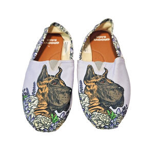 Groove Bags Great Dane Dog Floral Violet Canvas Slip-On Flats Shoes Women’s 9W